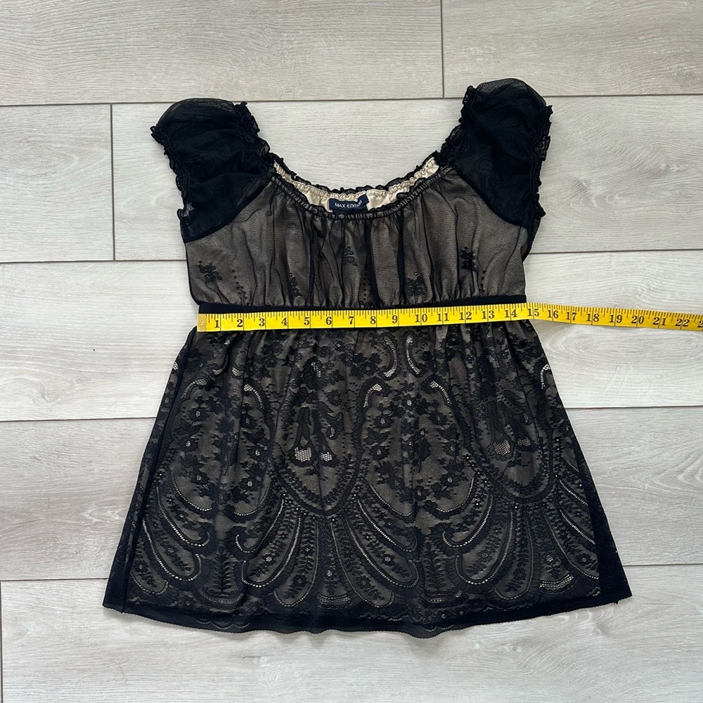 Max Edition Tan Top with Black Lace Size L - Picture 7 of 9